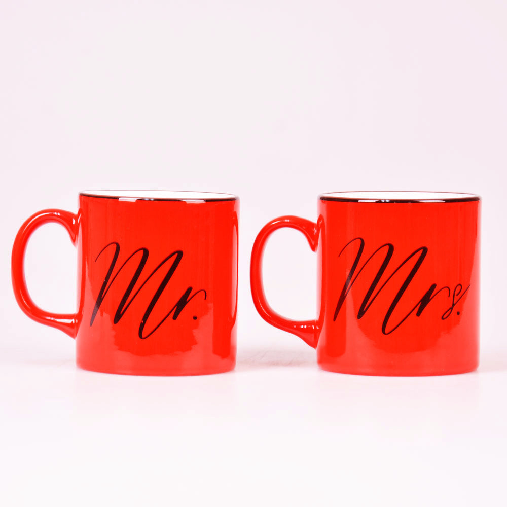 Çiftlere Özel "Mr&Mrs" Kırmızı İkili Kupa Seti