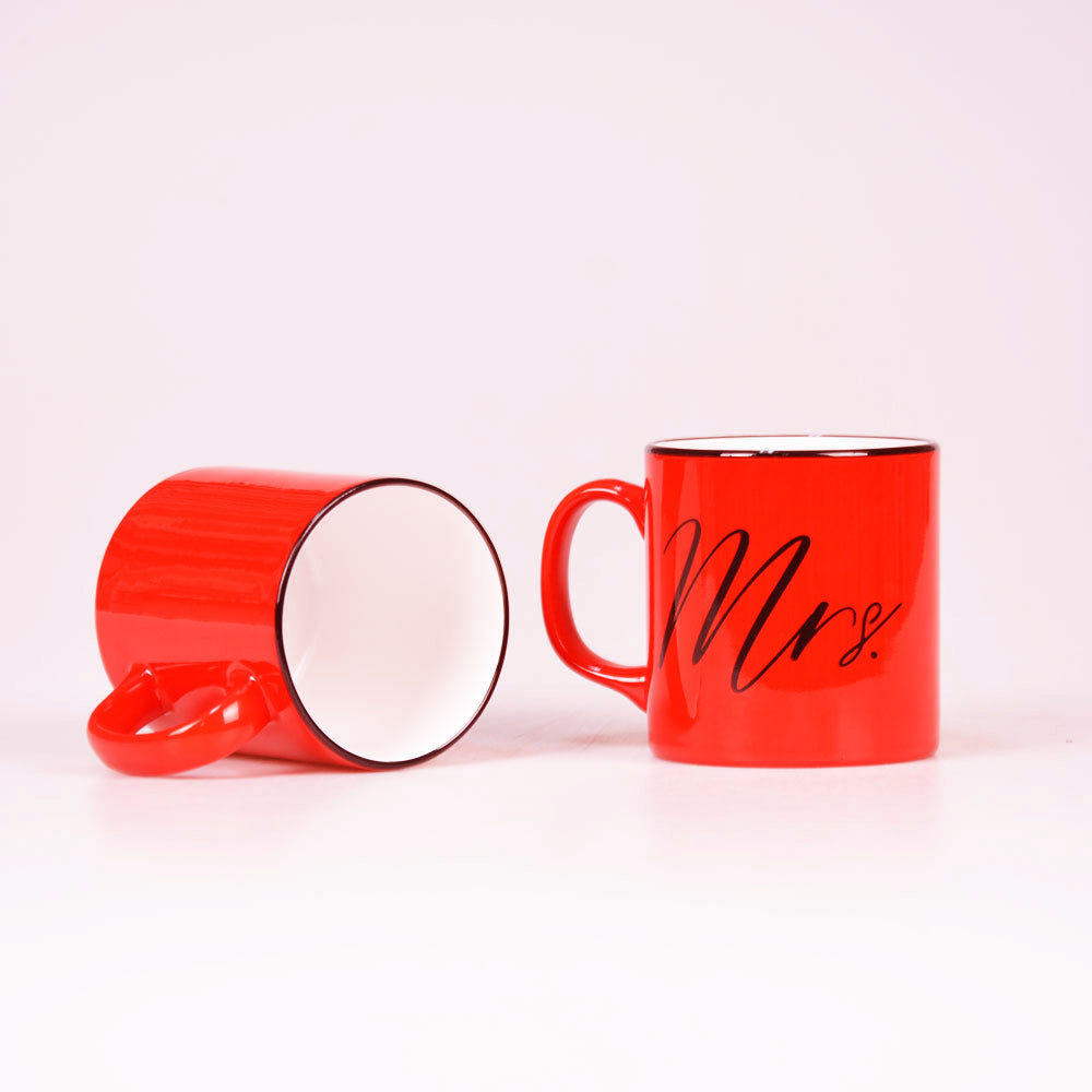 Çiftlere Özel "Mr&Mrs" Kırmızı İkili Kupa Seti