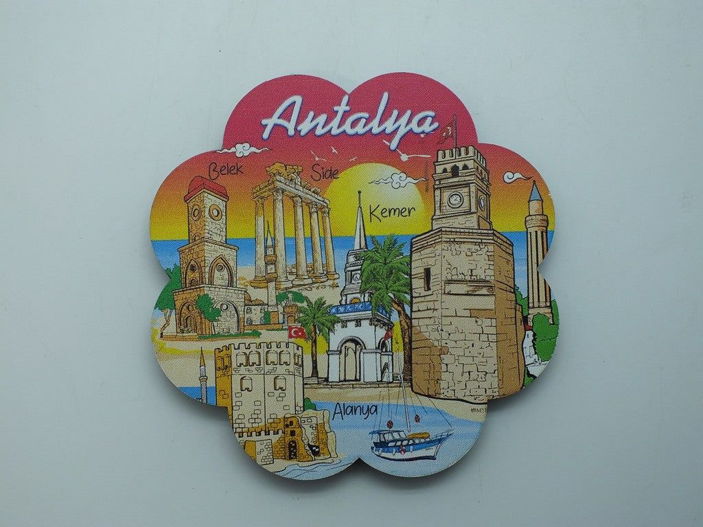 Antalya Temalı Ahşap Bardak Altlığı