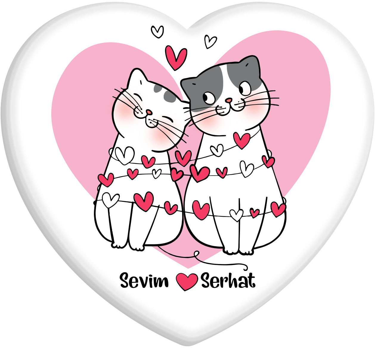 Sevgiliye Özel Sevimli Kedicikler Kalp Şeklinde Magnet