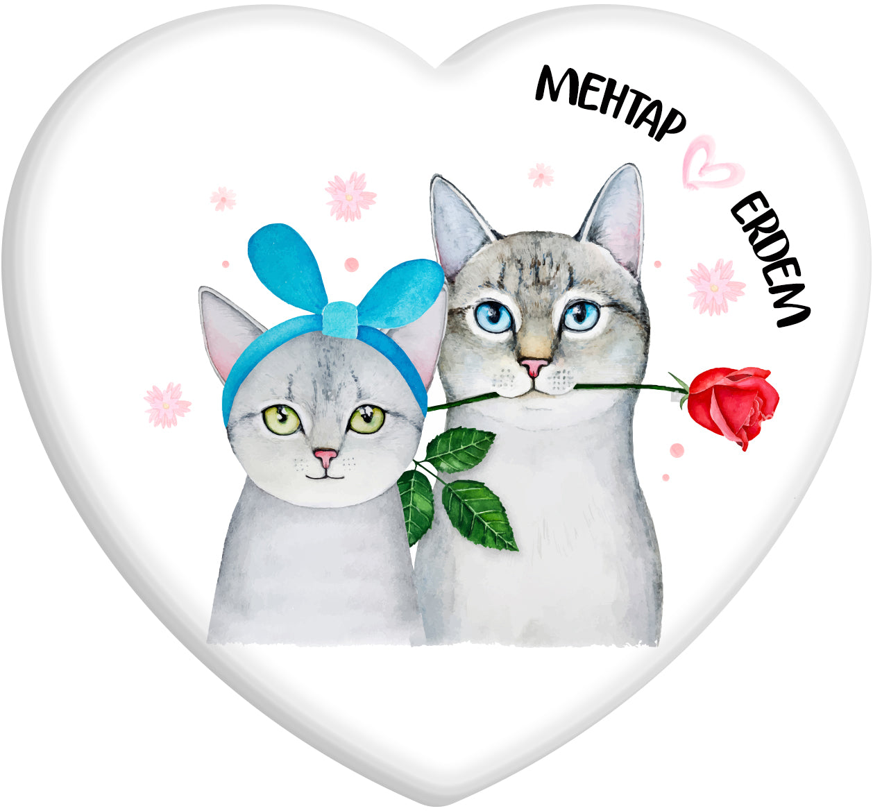 Sevgiliye Özel Romantik Kediler Kalp Şeklinde Magnet