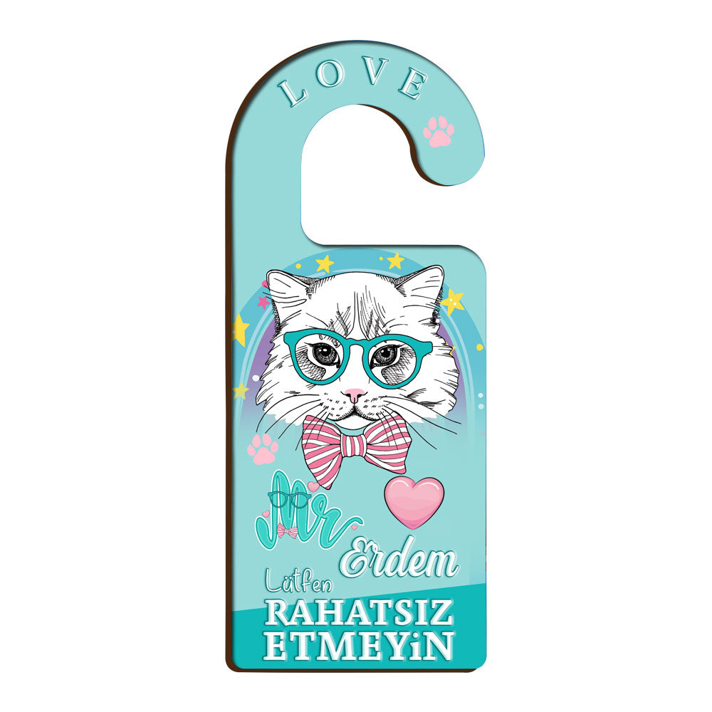 Sevgiliye Özel Cool Kediler İsimli Kapı Askısı