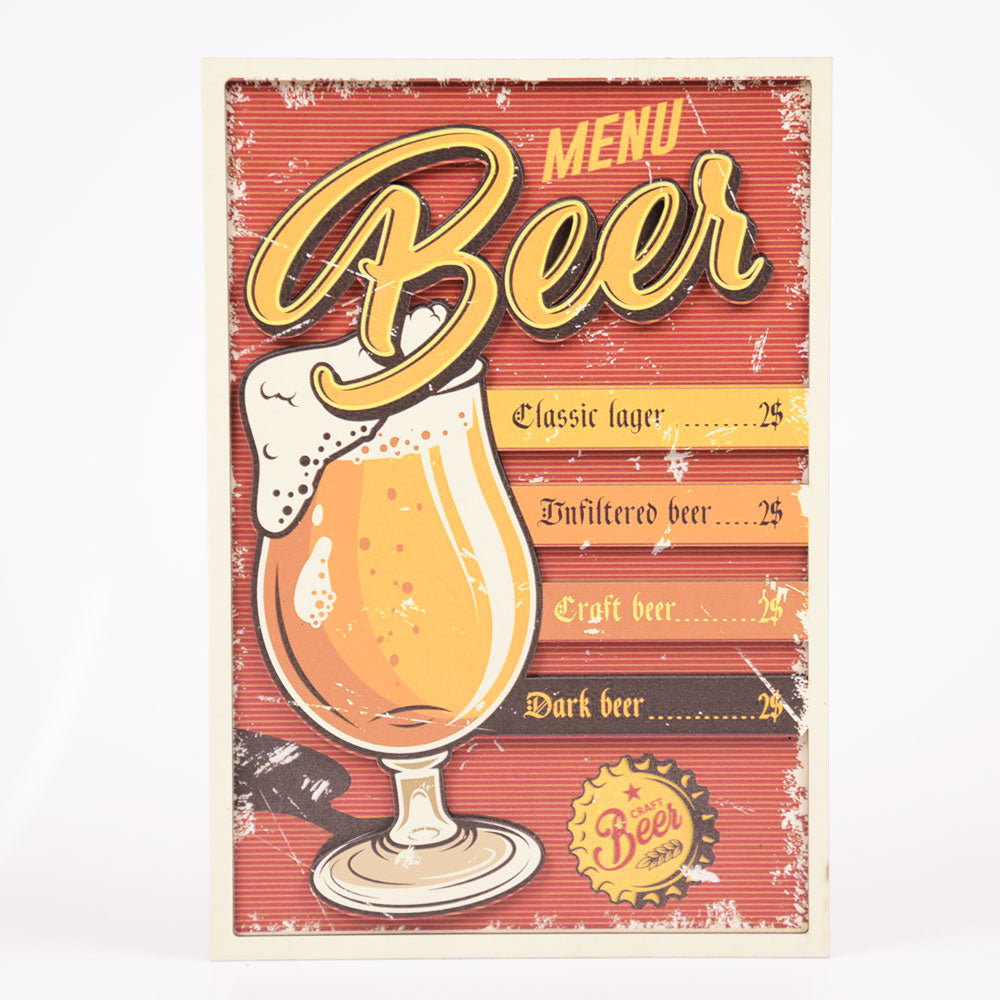 3 Boyutlu Bira Menüsü Ahşap Poster