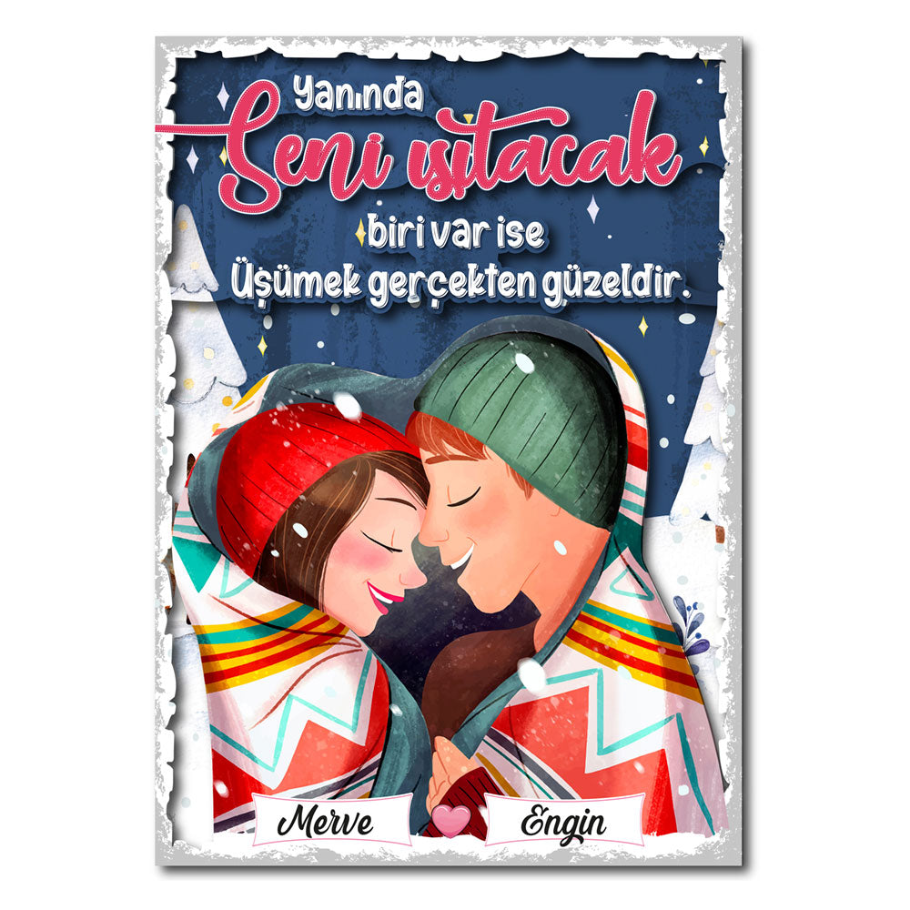 Sevgiliye Özel Bazen Üşümek Güzeldir Ahşap Poster