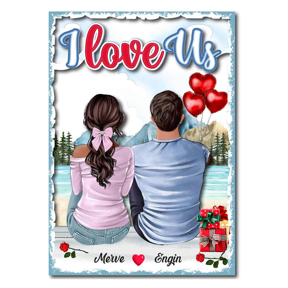 Sevgiliye Özel I Love Us Ahşap Poster