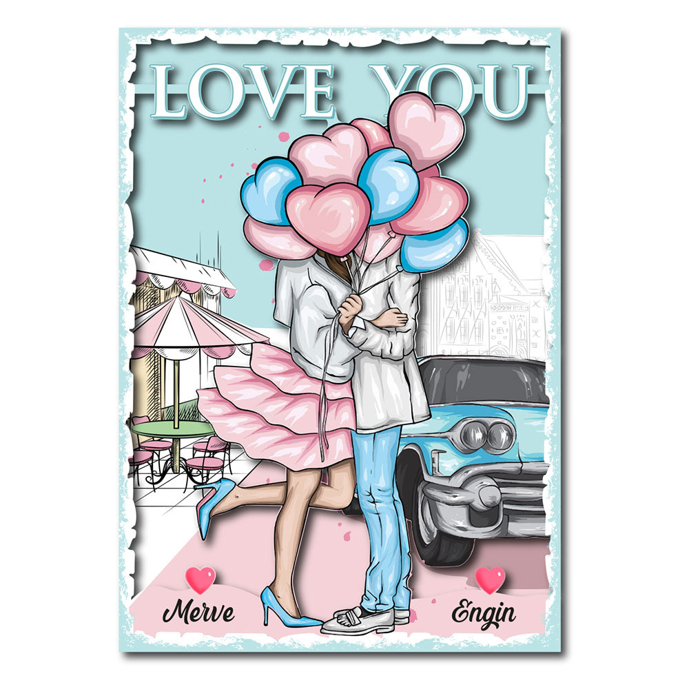 Sevgiliye Özel Love You Ahşap Poster