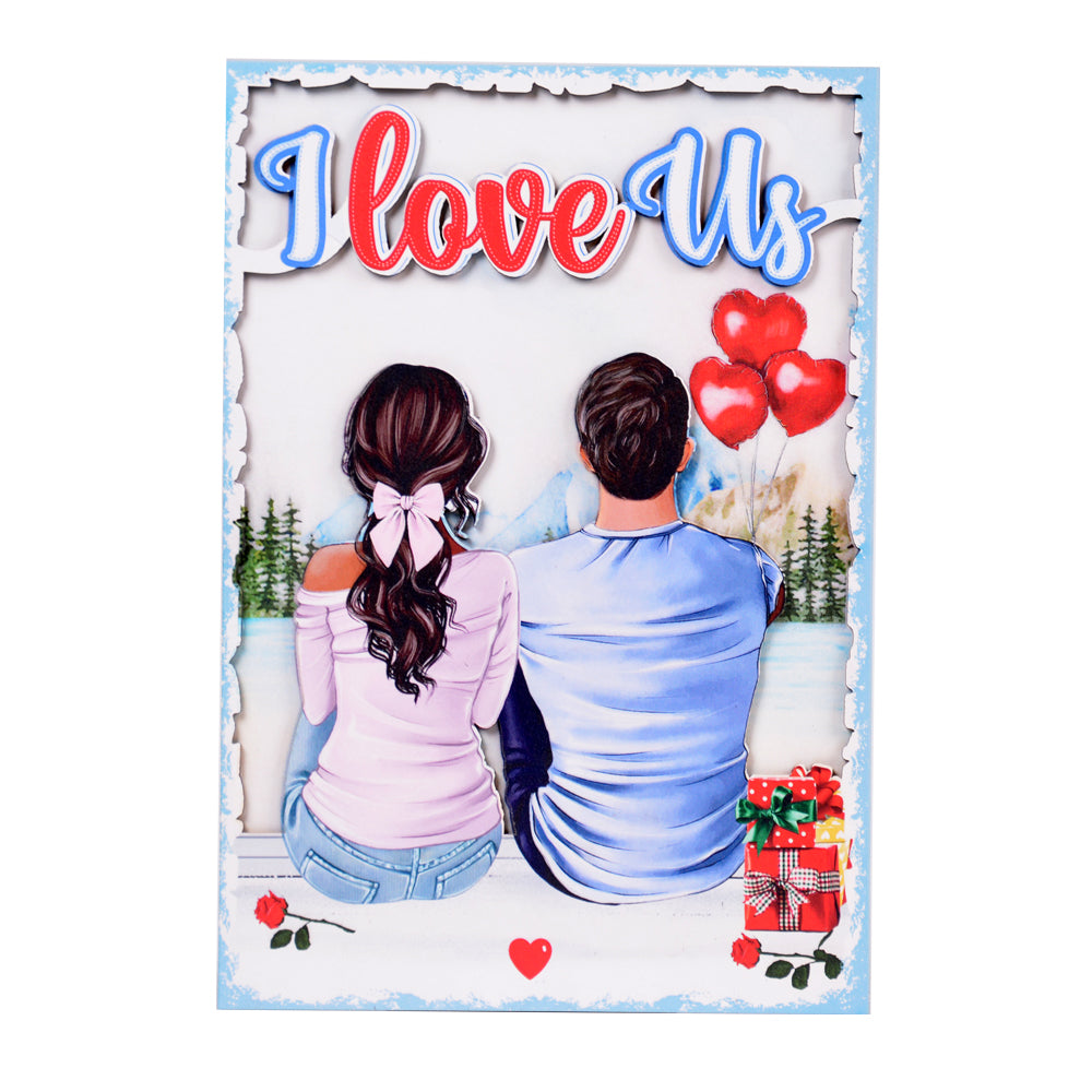 Sevgiliye Özel I Love Us Ahşap Poster